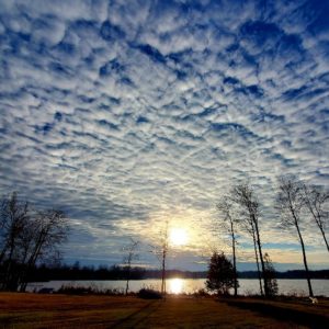 cloudy blanketed sky over loon lake
